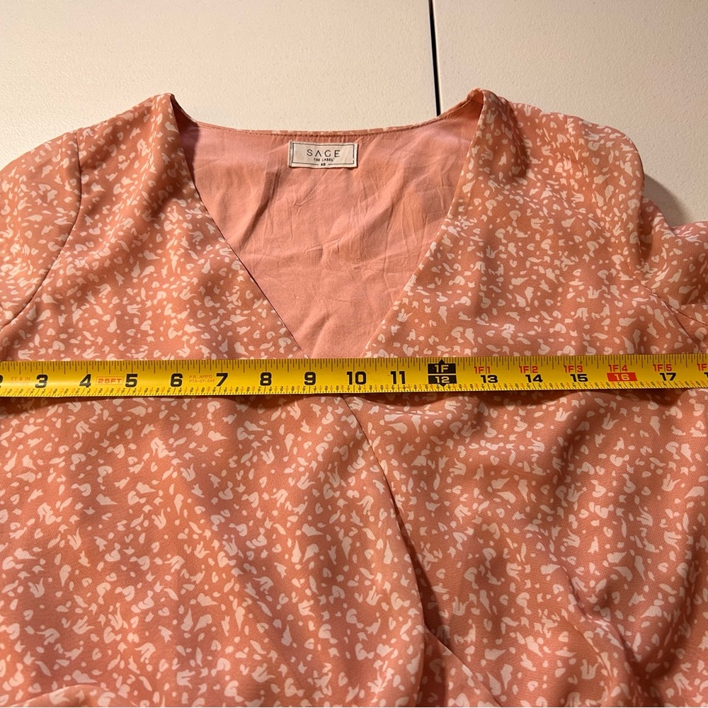 Sage The Label XS Blush Pink Floral Wrap Crop Top Bell Sleeve Boho - Picture 10 of 12